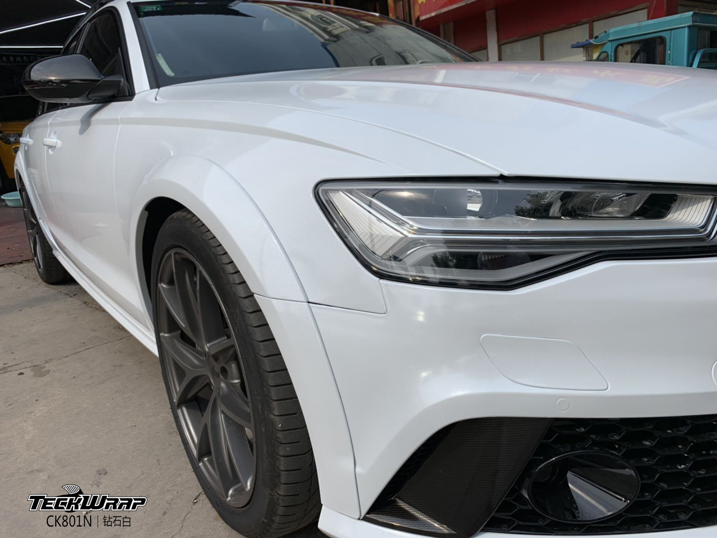 奥迪rs6汽车改色贴膜teckwrap美国秃鹰ck801n钻石白