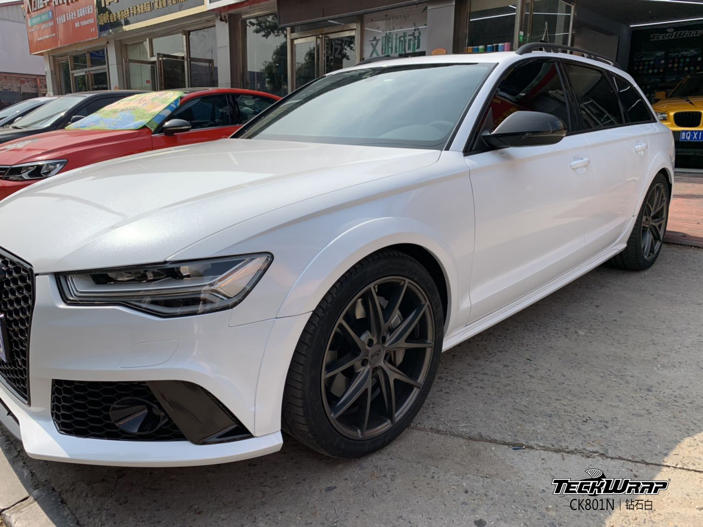 奥迪rs6汽车改色贴膜teckwrap美国秃鹰ck801n钻石白