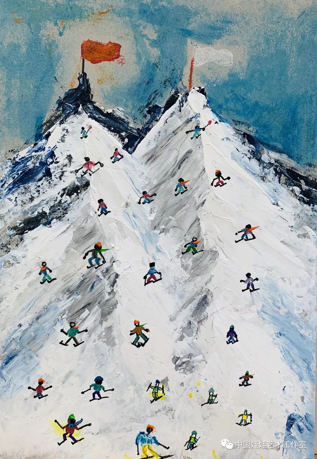 滑雪画一等奖图片