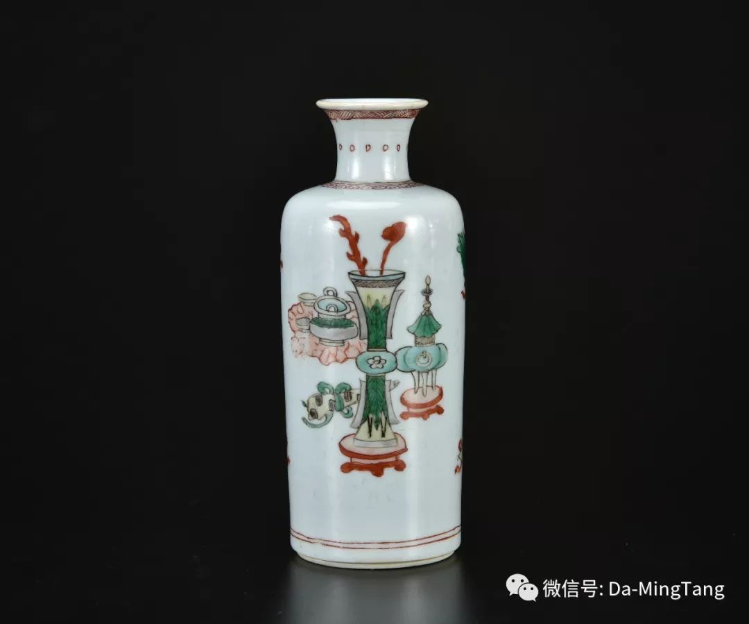 大名堂19周年拍卖会清康熙 五彩博古纹瓶h:15.