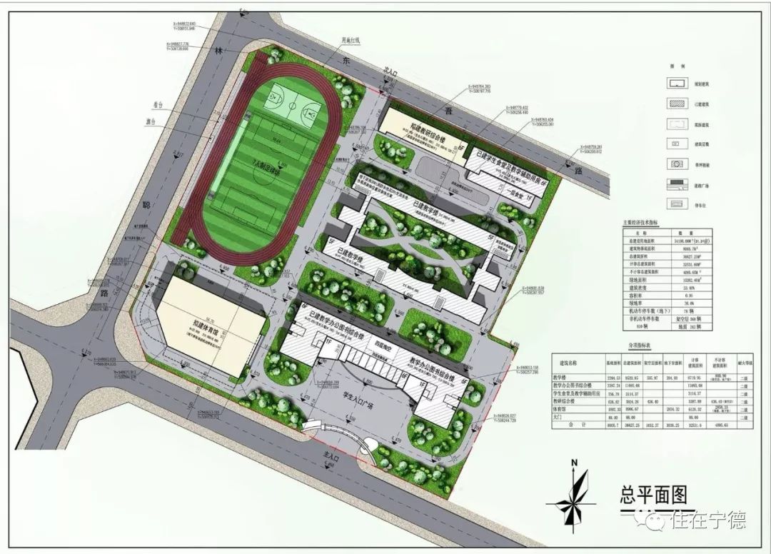 寧德市華僑小學總平面圖及教研綜合樓體育館局部調整設計方案批前公示