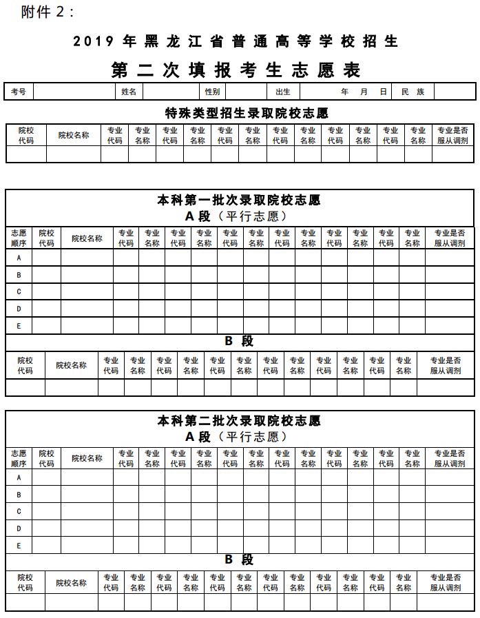 高考志愿填报表图片