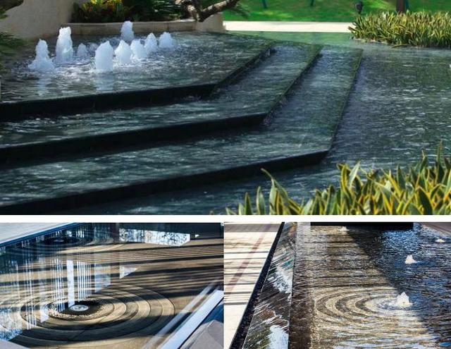 比呆在空调房享受清凉还惬意水池深度≤30cm,保证业主安全观赏叠水