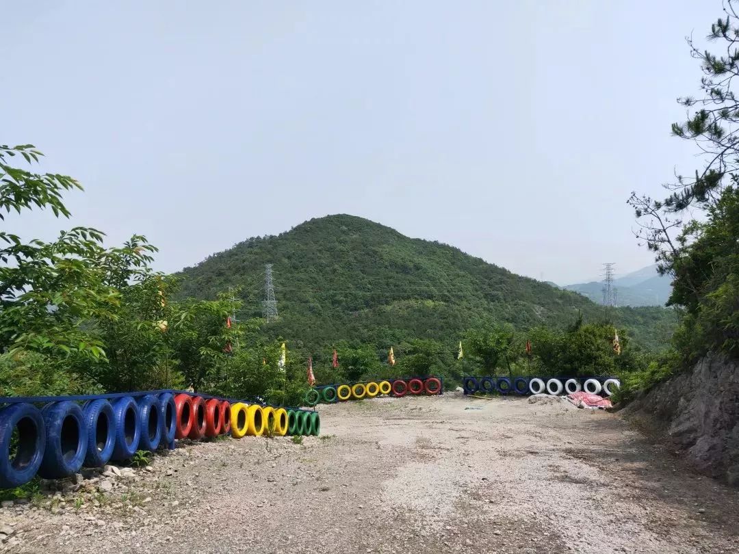 山地越野車體驗區實景展示:沿路天然植物景觀屏障,色彩鮮豔的輪胎防護