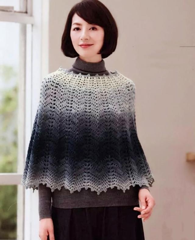 段染斗篷披肩,美丽不打折,喜欢就钩一条