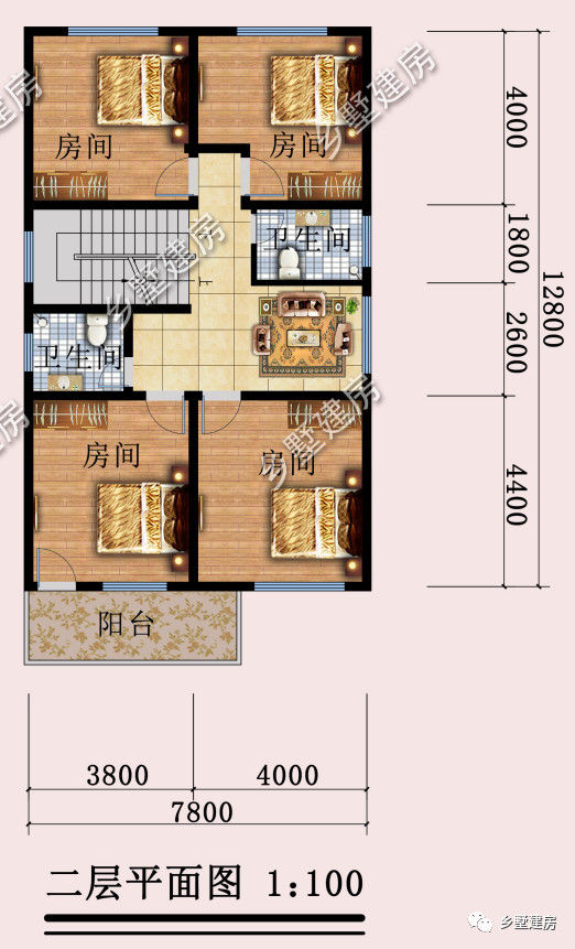 8x13米农村三层小别墅,开间小造价低,拙朴随性,无问西东!