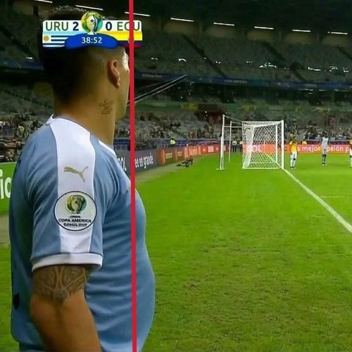 乌拉圭头号球星苏亚雷斯打进一粒进球.