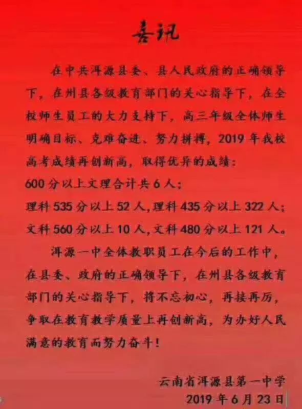 大理州多所学校高考喜报来啦,下关一中4人进入全省前50名!