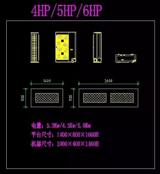 立式空调cad俯视平面图图片