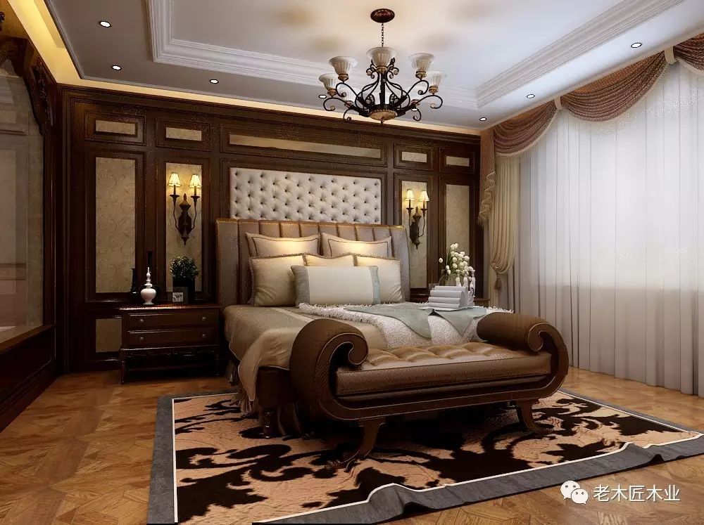 卧室实木床头背景墙,豪气十足!