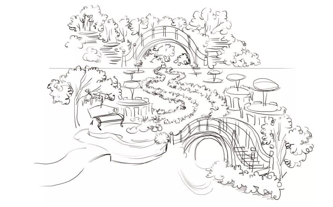 图的方式去分解绘制节点详图,当方案确定之后开始绘制精致的黑白线稿