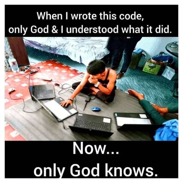 当我写这段代码的时候只有上帝和我知道现在只有上帝知道