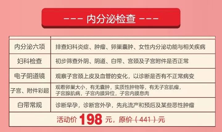 贵港牡丹妇产医院特推出内分泌检查套餐,欢迎广大女性同胞们到院检查