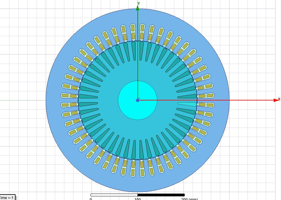 软件这样自行生成的maxwell 2d电机模型,默认求解器为瞬态场求解器