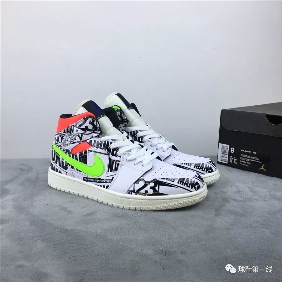 乔1 涂鸦鸳鸯 双色勾子 涂鸦标语鞋面 air jordan 1 mid 货号