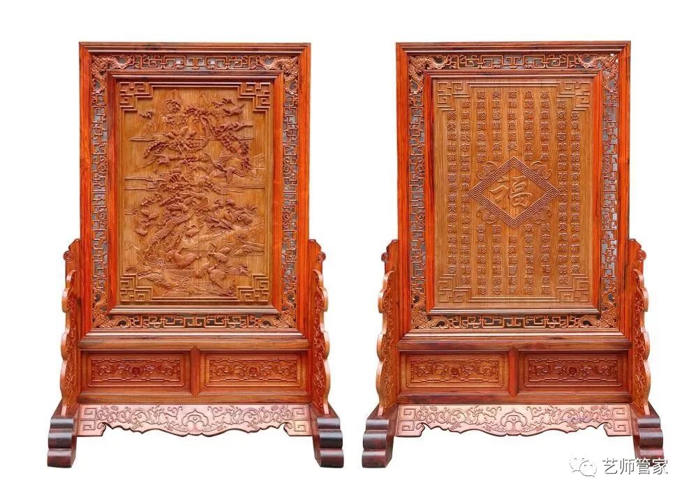 座屏《松鹤延年》红木屏风的样式多而美,每件红木屏风都以它独特的