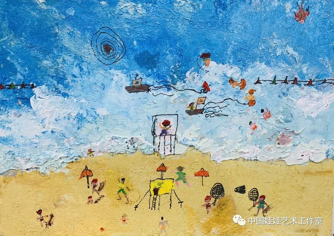 三四年级作品欣赏沙滩上游玩的人们