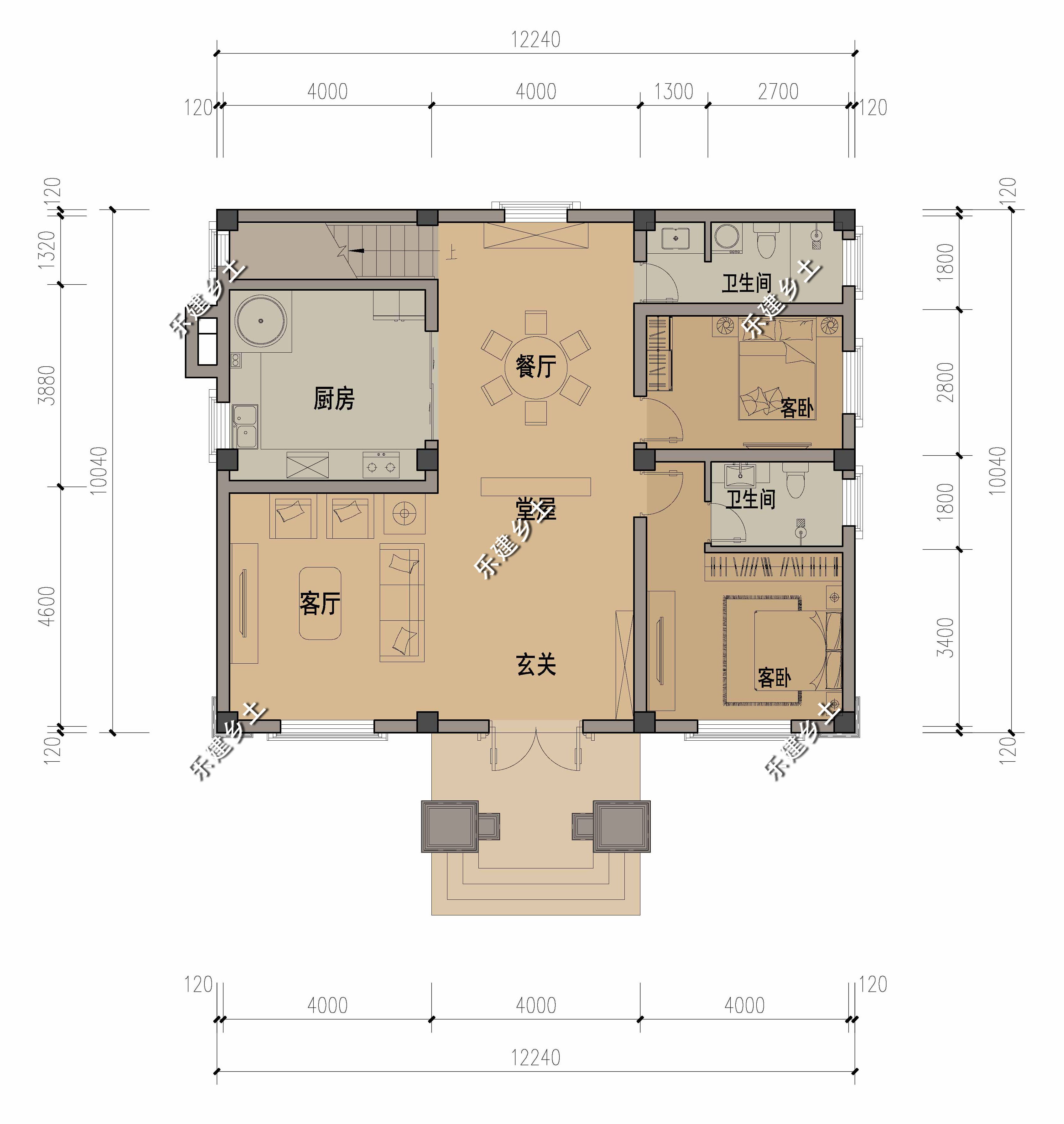 12x15米的别墅户型图图片