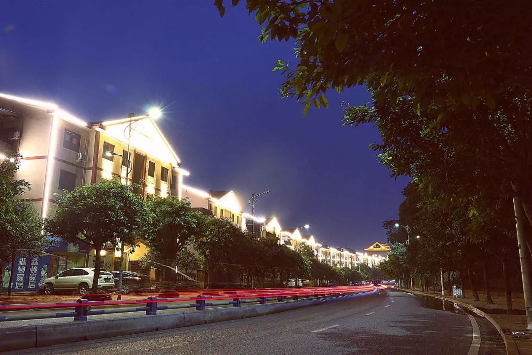 白沙夜景,太美了!亮化装饰工程正式投用
