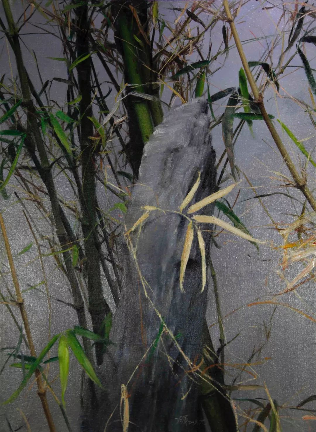 宝珍赏鉴油画画竹前从未有西方人不谙中国书法精髓画不出这样的竹君子