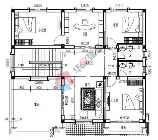 带露台的地中海风格二层半农村自建房别墅设计图纸,25万建成