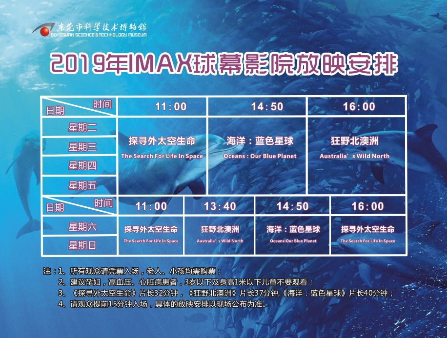 关于东莞科技馆imax球幕影院新片上映的公告