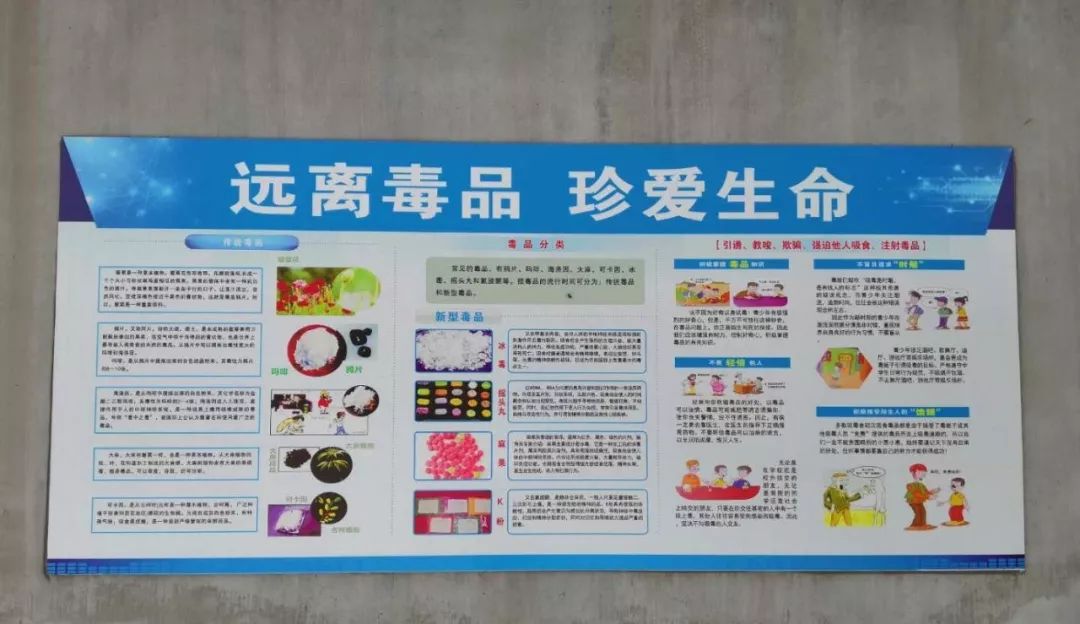 做手抄报,发放宣传资料,转发微信美篇等形式向同学们介绍了新型毒品的