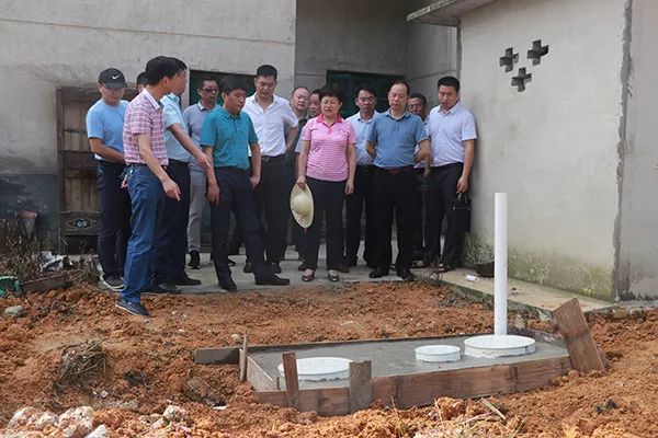 涟源市委书记谢学龙一行在杨市镇板桥村实地察看农村改水改厕情况