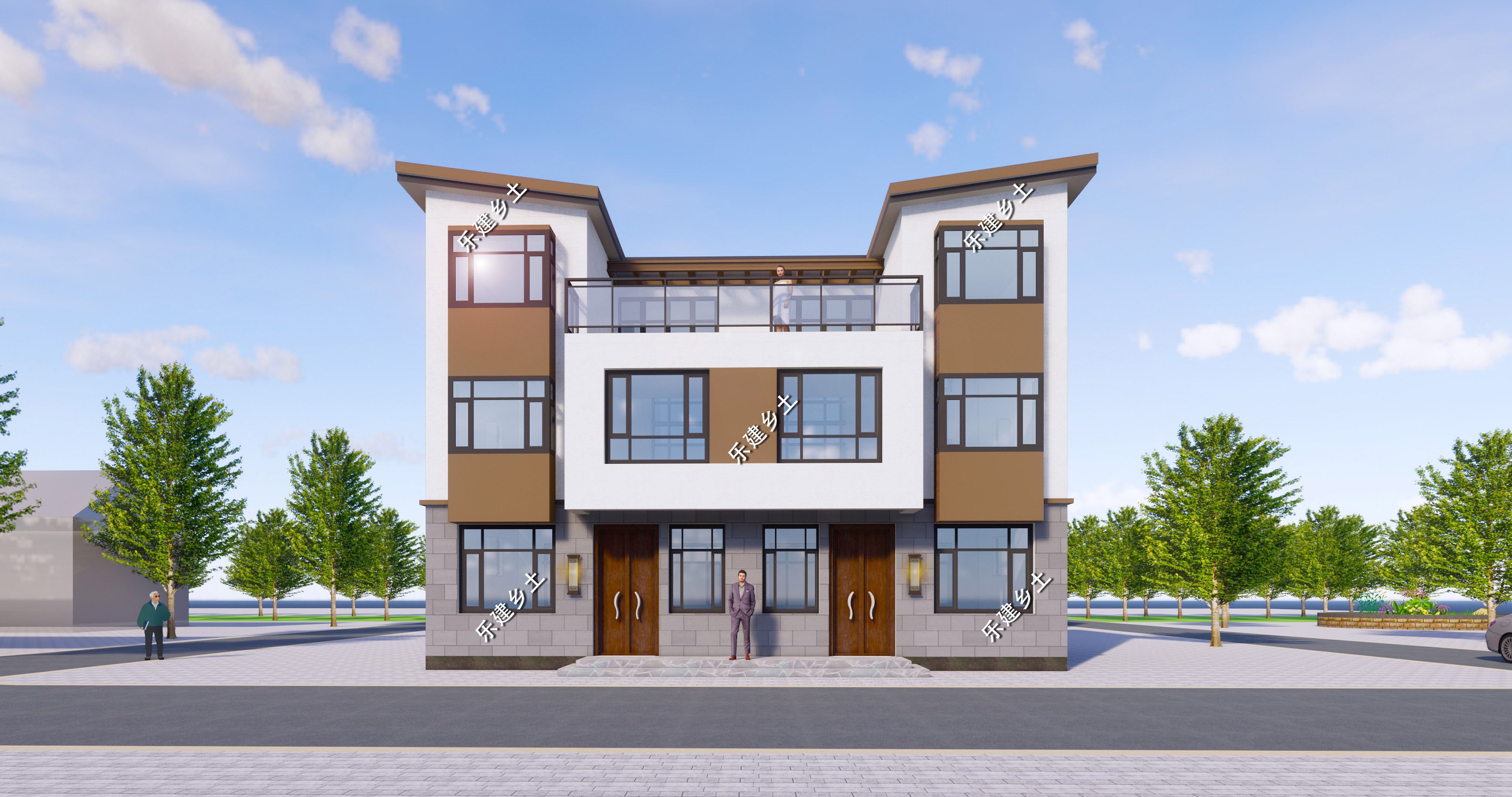 云南省富源县熊宅定制设计三层14x8米现代风格双拼别墅