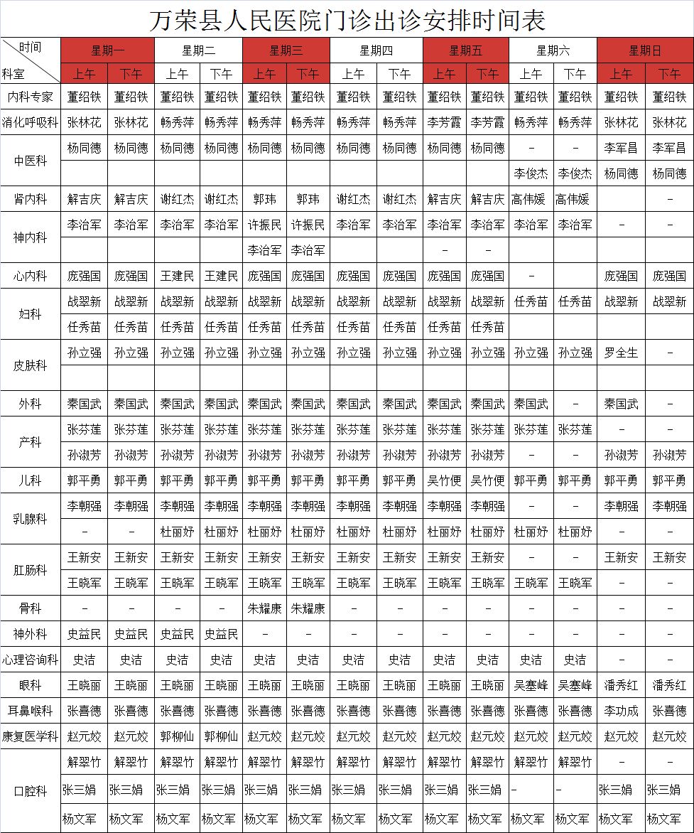 301特需专家出诊表图片