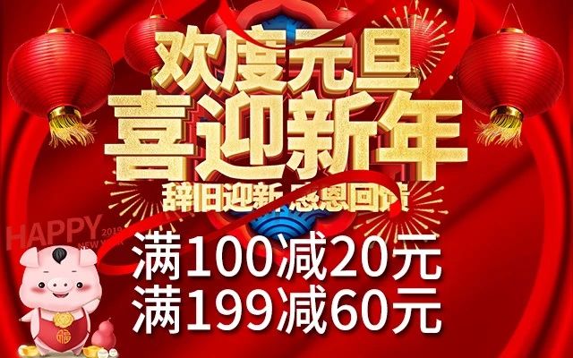 欢度元旦喜迎新年全场满100减20满199减60