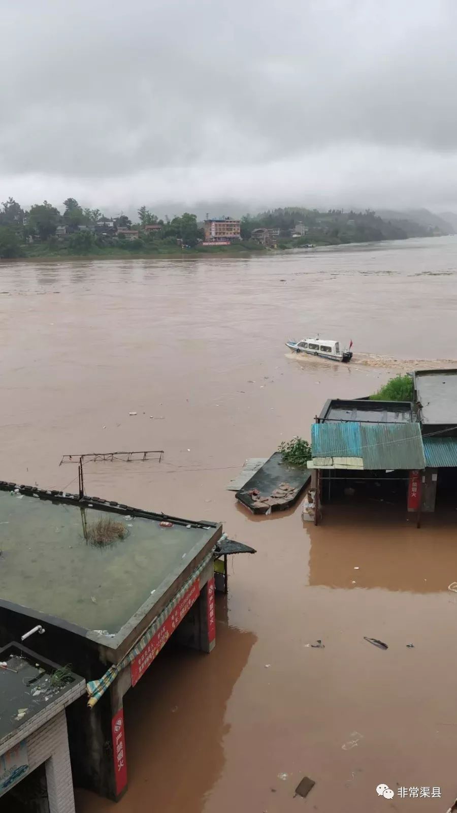 渠县涨大水三汇临巴静边和乐水涨得凶