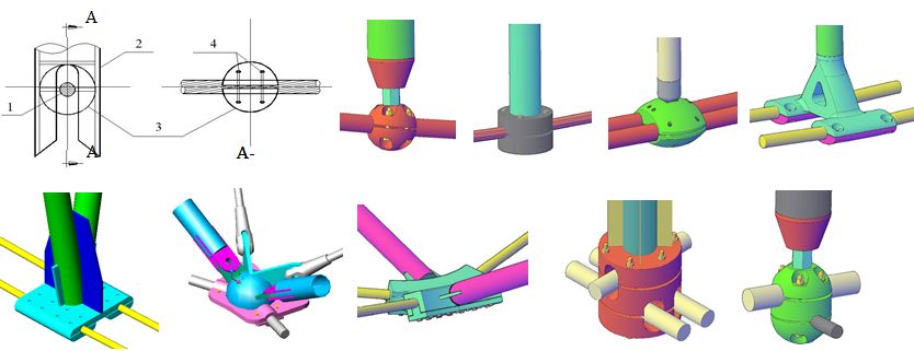 拉索在中间节点改变方向拉索与柔性边索的连接双向拉索的连接同向拉索