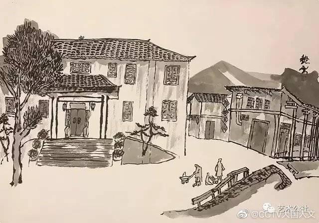 张谷英村钢笔画图片