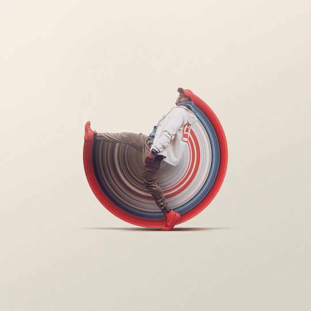 取出1像素来拉伸,再利用ps的极坐标滤镜,画出一个圆环,看起来非常奇妙