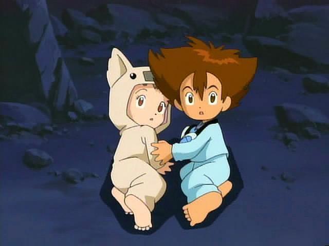 在《数码宝贝1》中,嘉儿和阿武,都只是8岁大的孩子.