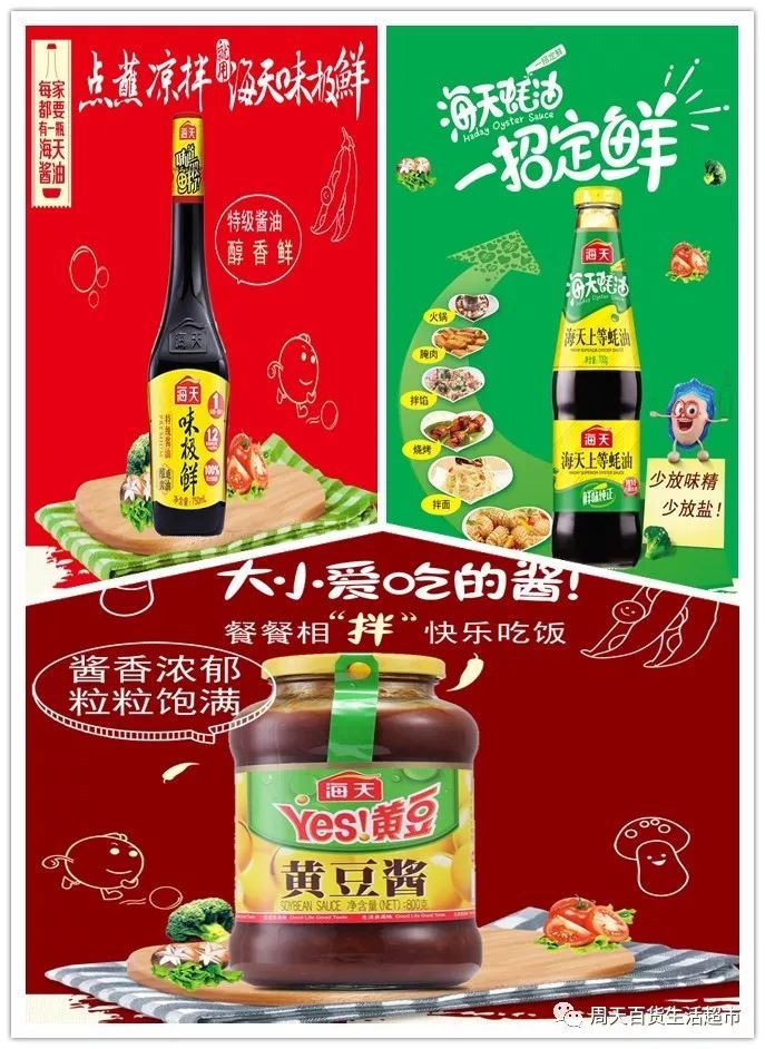 海天致力于建立完整系统的中国味产品体系拥有酱油,蚝油,醋,调味酱