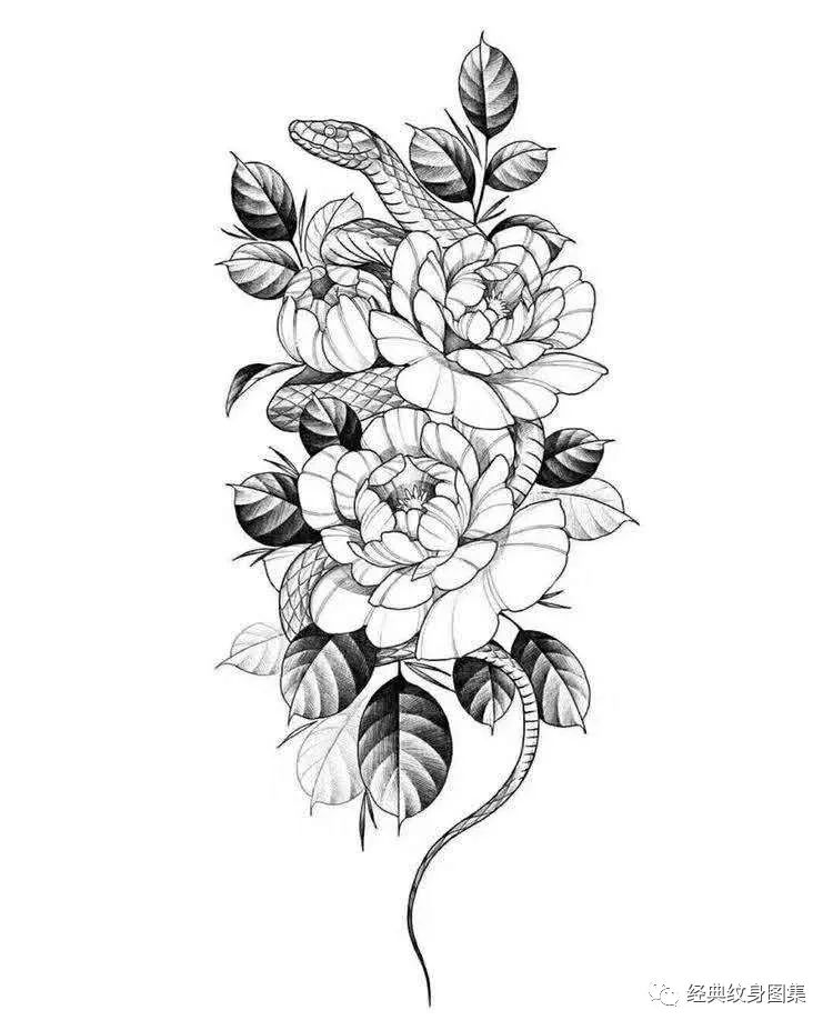 动物与素花纹身