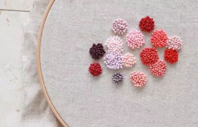 附教程神一样的刺绣针法法国结粒绣