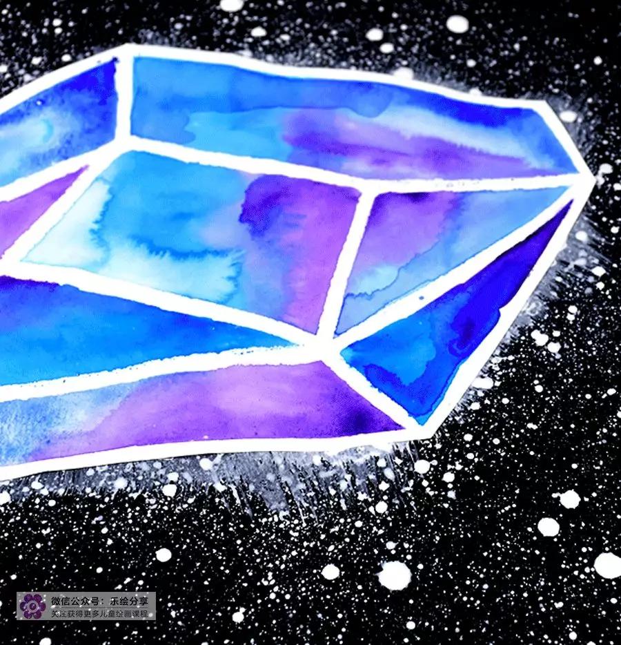 创意儿童画教程油画棒和水彩画璀璨的水晶宝石