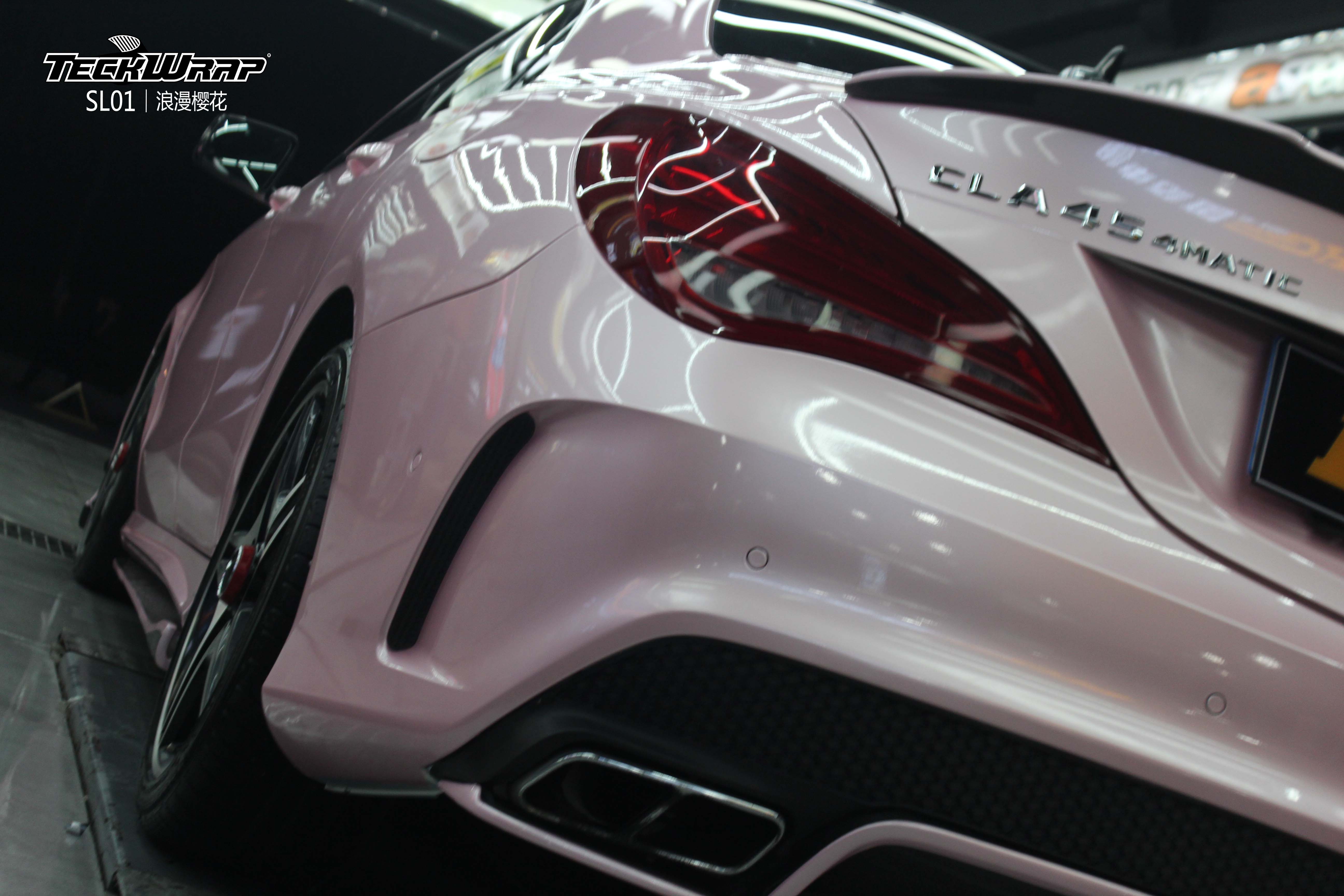 奔驰cla汽车改色贴膜teckwrap美国秃鹰sl01浪漫樱花