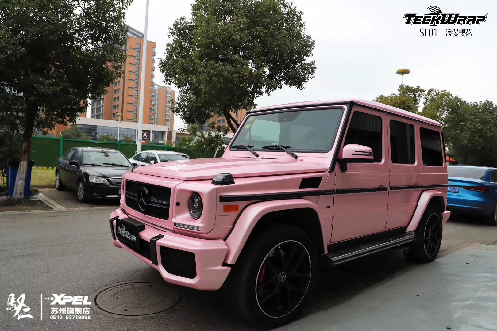 够野够浪漫看奔驰大g的美国秃鹰teckwrap浪漫樱花粉sl01