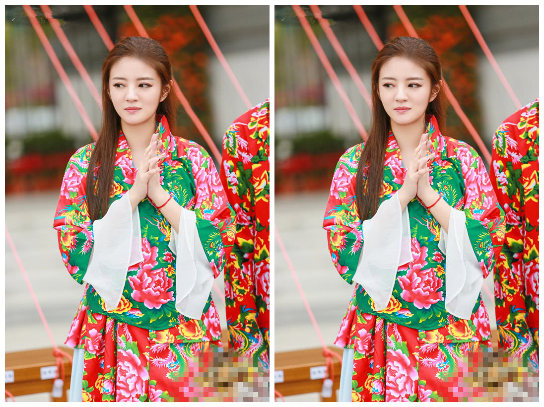 原来大红大绿可以这么靓而张子枫t恤配牛仔裤完成时尚逆袭