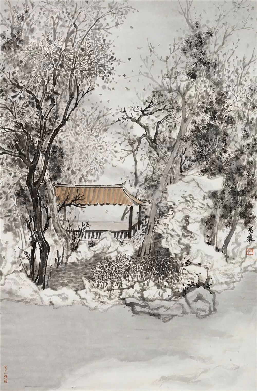 周燕园林写生65×43cm林爱国字御之,1979年生于安徽 .