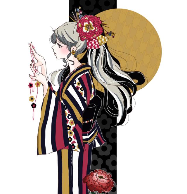 二次元和服美图欣赏：古香古色打扮华丽，动感迷人的漂亮女生图3