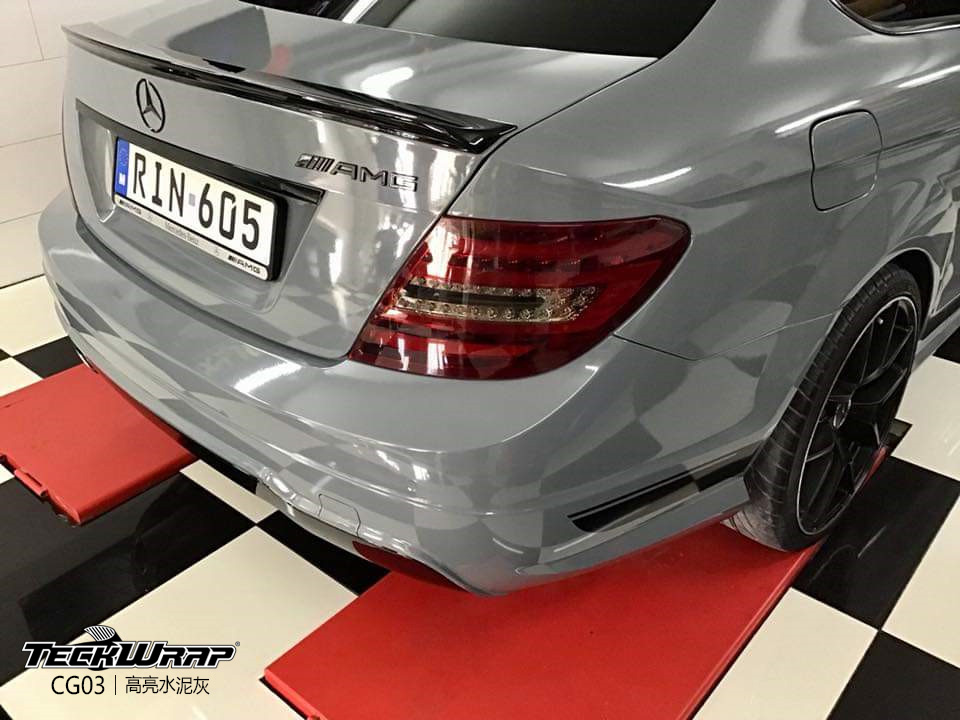 奔驰汽车改色贴膜teckwrap美国秃鹰cg03高亮水泥灰葡萄牙出品