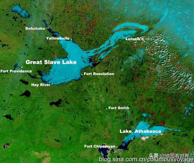 大奴湖地图 黄刀地理位置图1770年,赫恩徒步穿越加拿大,遇到了腰佩铜