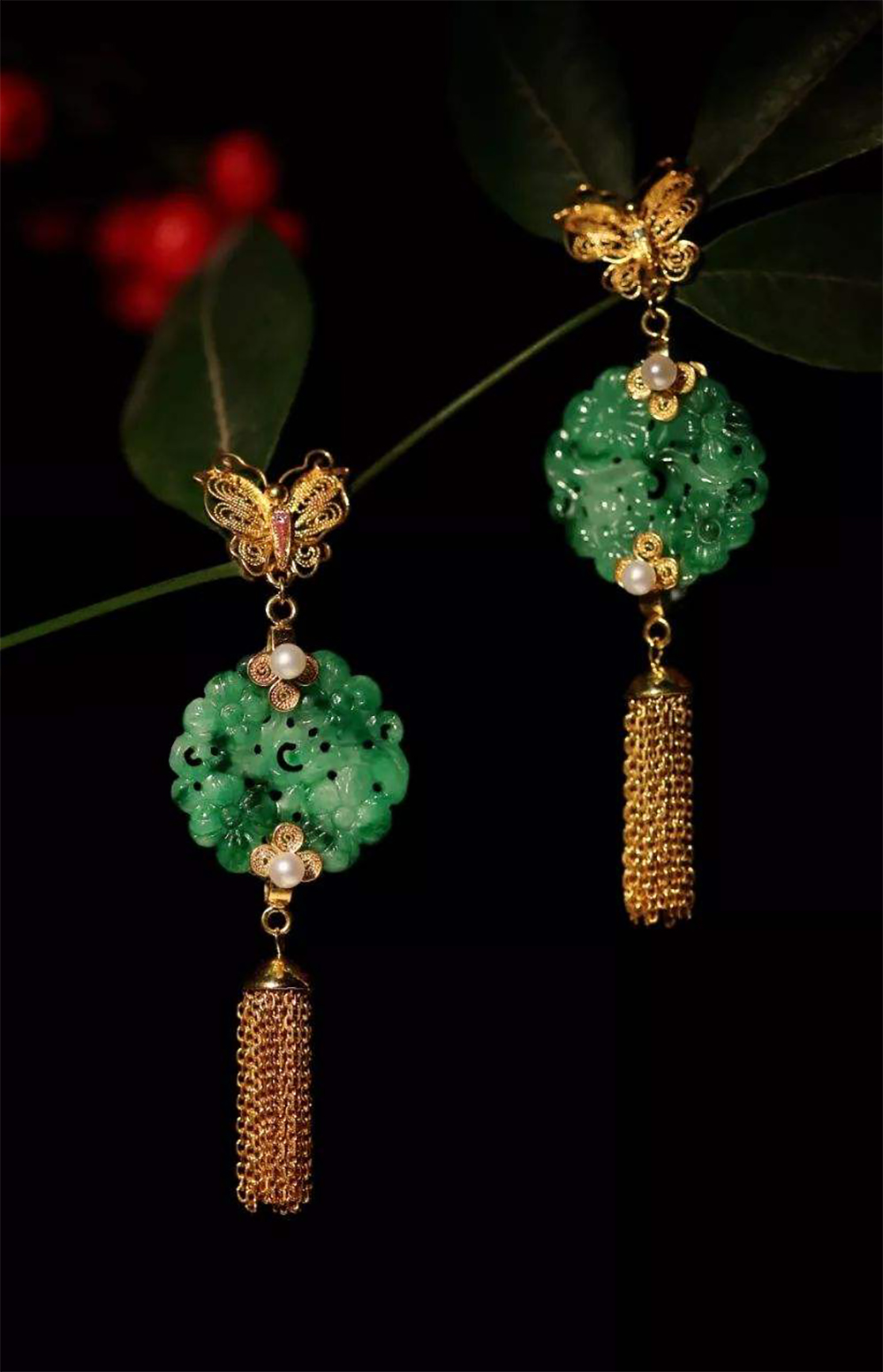 珠宝鉴赏这些美翻了的新中式翡翠耳饰