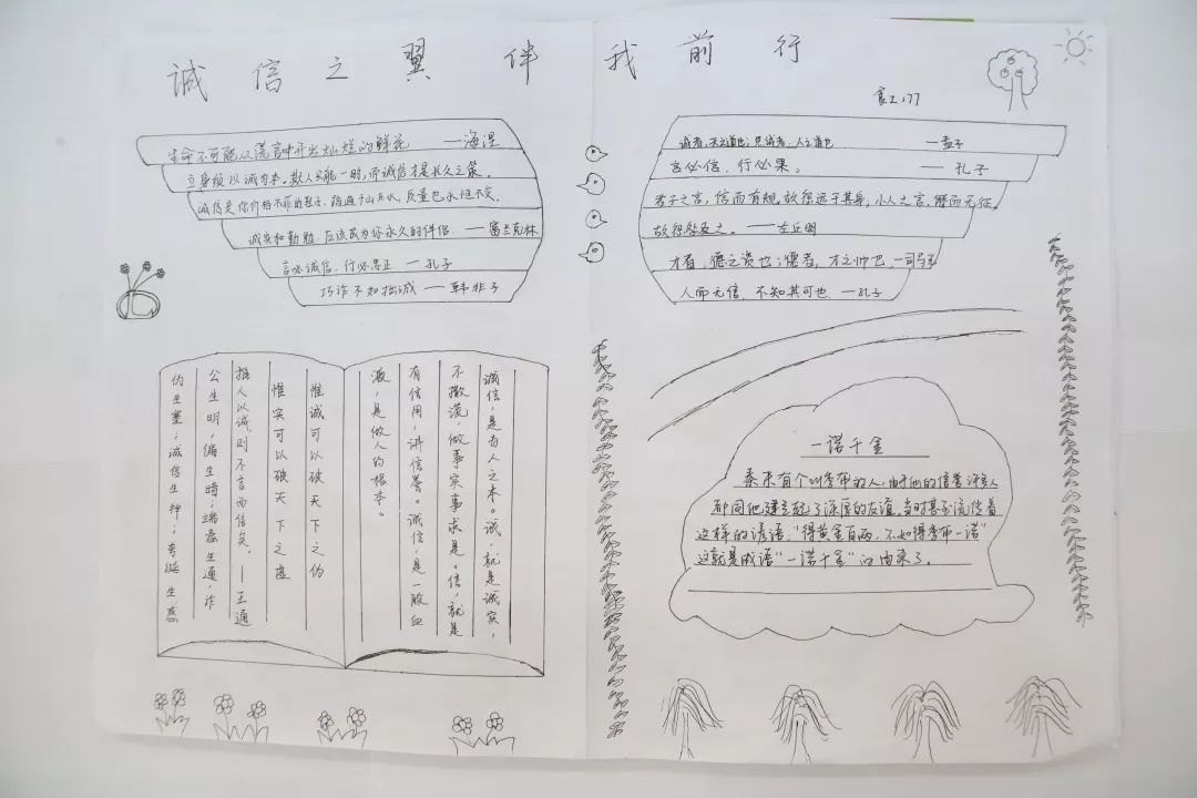诚信为本立德修身食品学院17级诚信手抄报欣赏