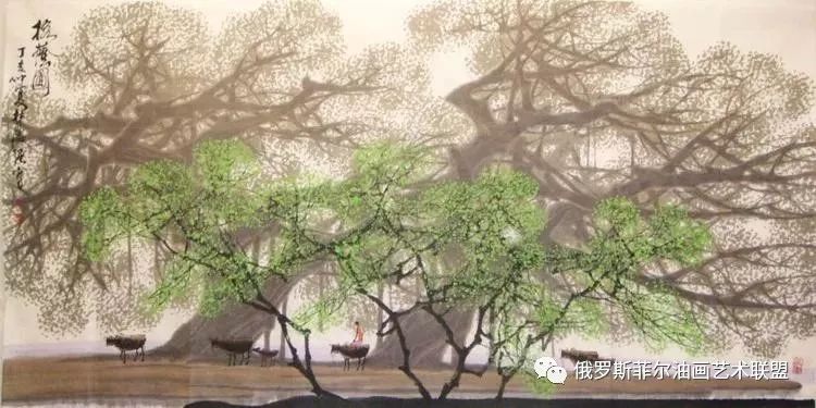 中國畫家杜應強的鄉村情景水墨畫85幅賞析